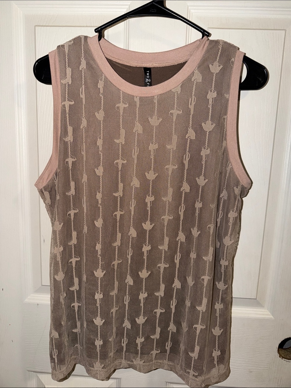 Feminine beige Sheer Overlay Tank Top